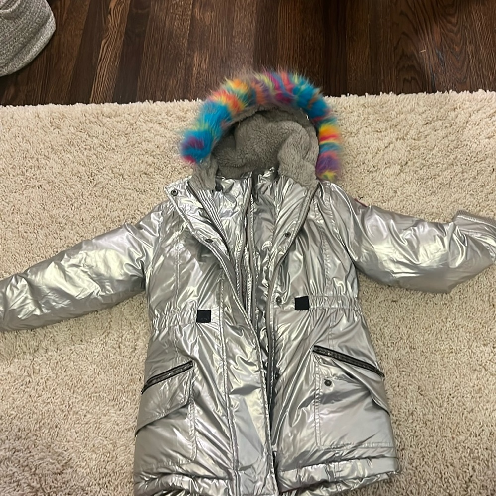 girls size 10 Appaman jacket.  silver.  like new